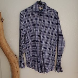 Burberry blue striped button down shirt size M